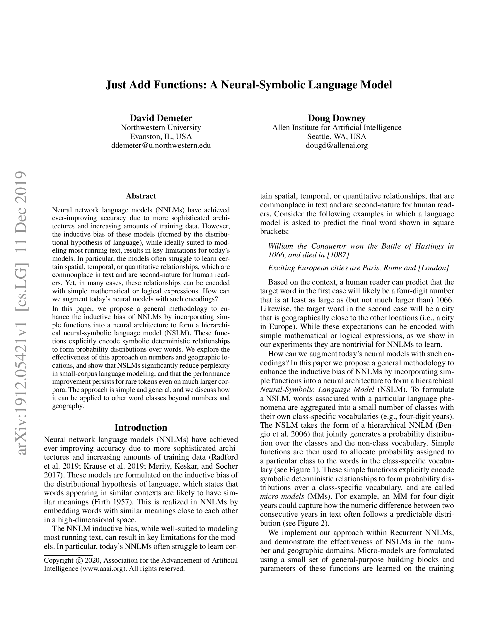 Just Add Functions: A Neural-Symbolic Language Model