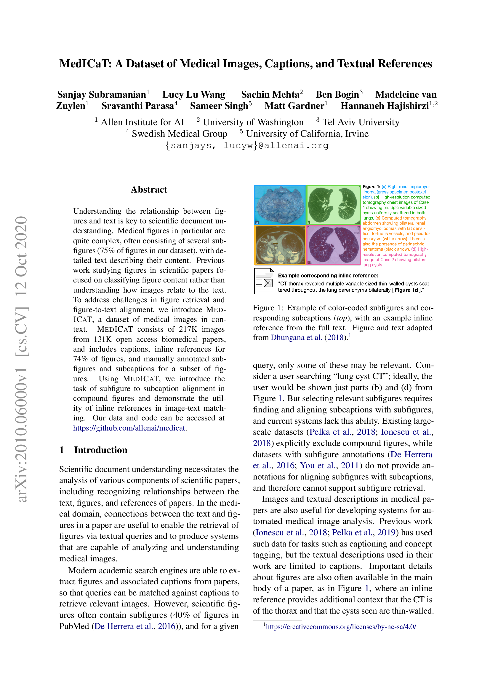MedICaT: A Dataset of Medical Images, Captions, and Textual References