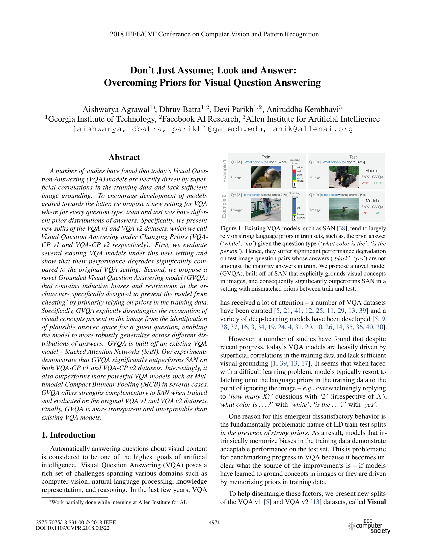 Don't Just Assume; Look and Answer: Overcoming Priors for Visual Question Answering