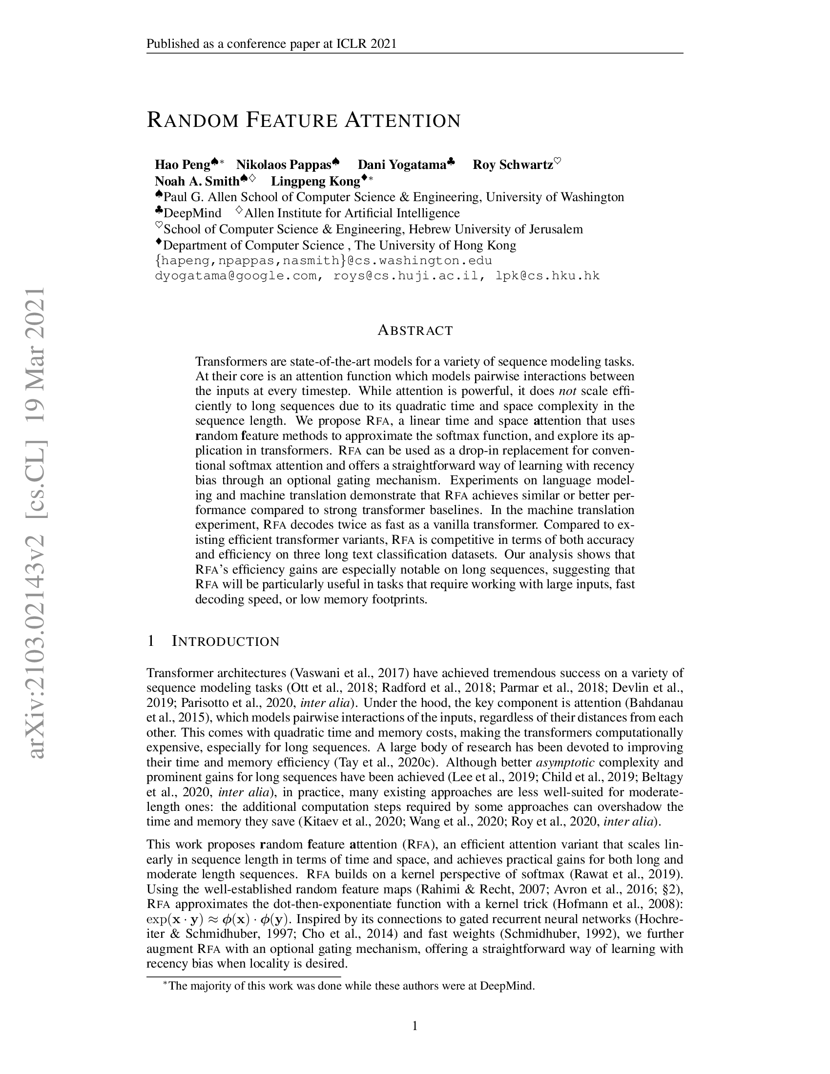 Random Feature Attention