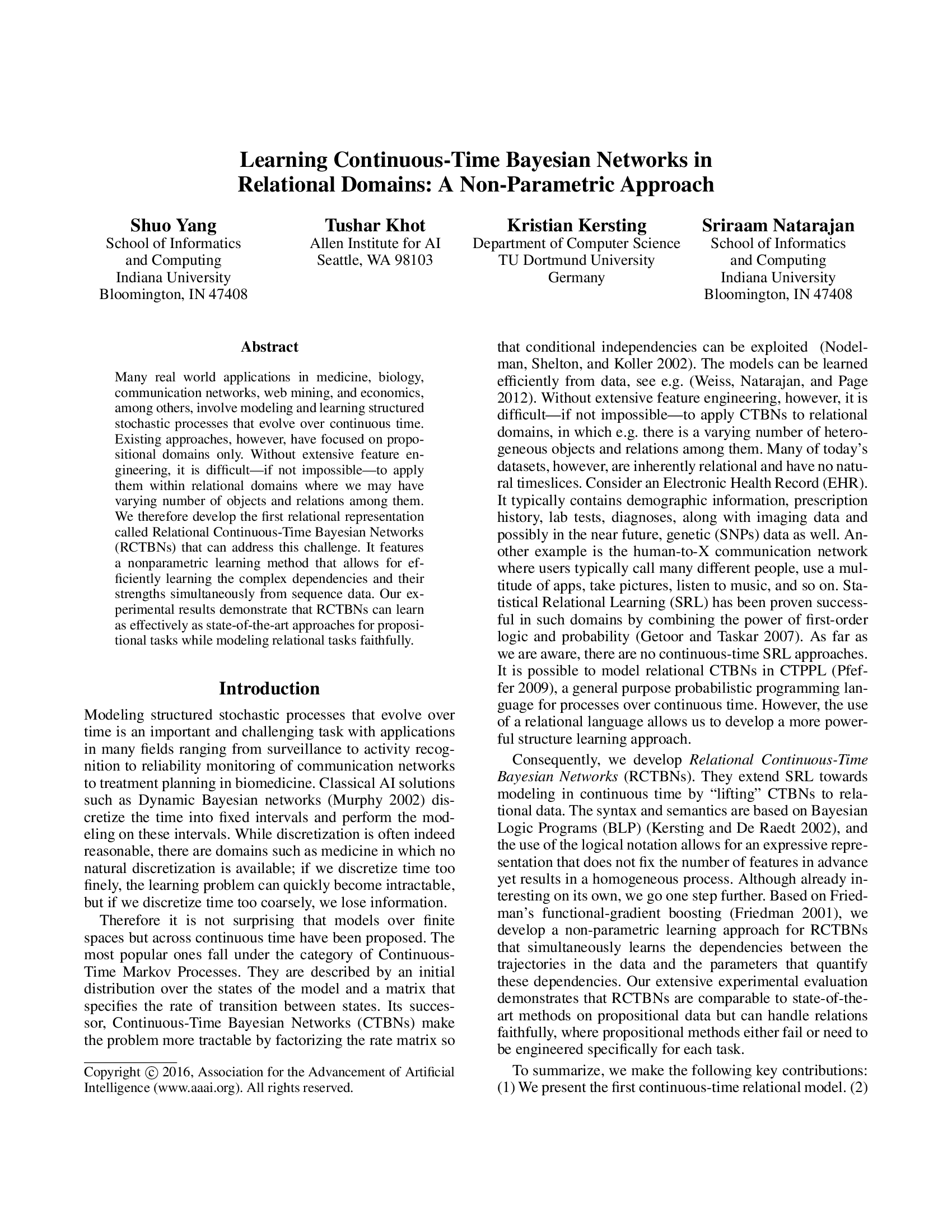 Learning Continuous-Time Bayesian Networks in Relational Domains: A Non-Parametric Approach